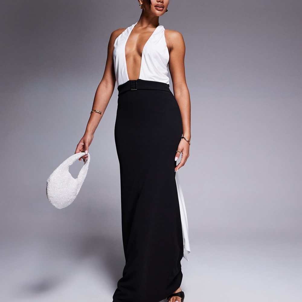 Elegant Black and White Women's Dress